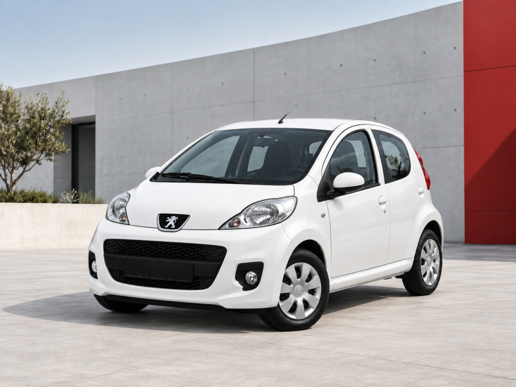 Peugeot 107 alb — închirieri auto JkRent Târgu Mureș