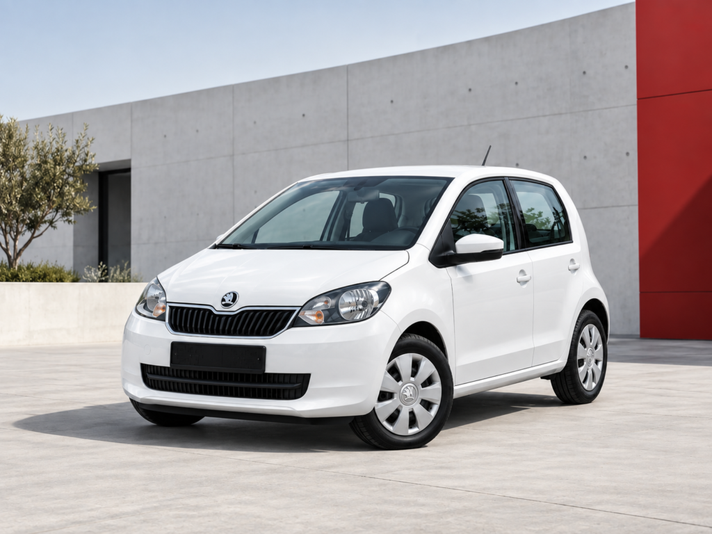 Škoda Citigo alb — închirieri auto JkRent Târgu Mureș